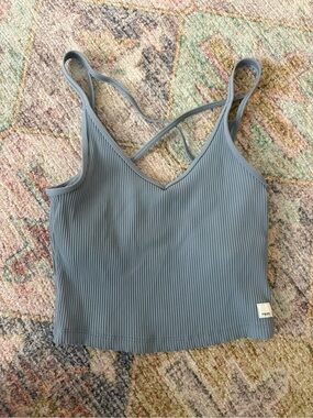 Vuori Slate Blue Ribbed Crossback Tank